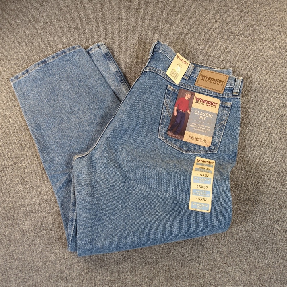 Wrangler Rugged Wear Mens Classic Fit Stonewash Blue Denim Jeans 46x32 39902SW